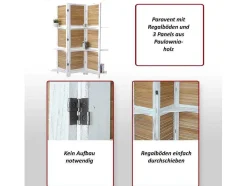 Vente-unique Kamerscherm-Aberdeen Scherm Met Planken, Wit/Bruin