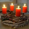 Vente-unique Decoratieobject Voor Binnen-Adventskrans Rond Hout Zonder Kaarsen, Met Kaarsen, Rood