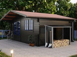 EXPERTLAND Tuinhuis-Afdak Voor Hout Van Gegalvaniseerd Staal 2,23 M3, L182 X D83 X H148 Cm - Derwood
