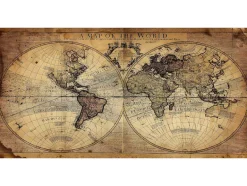 EPIKASA Decoratieve Wandplaat-Afdrukken Op Canvas Wereldkaart 1, Veelkleurig, 120X4X60 Cm,