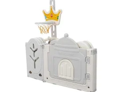 ModernLuxe Babymeubel-Afneembare En Opvouwbare Babybox 12+2 Met Speelbord, Basketbalring En Schommel Lichtgrijs