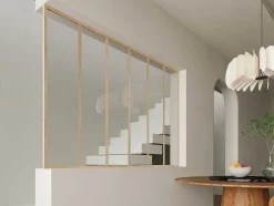 Vente-unique Glazen Binnenraam-Afsluitlat Voor Glazen Binnenraam In Aluminium Met Poedercoating - H130 Cm - Lichte Houtlook - Bayview
