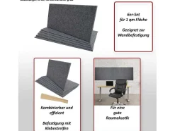 Vente-unique Wandpaneel-Akoestisch Wandpaneel Mcw-L52 (Set Van 6), Grijs