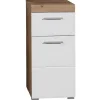 Trendteam Wastafelmeubel-Amandamandobea Badkamerkast 1 Lade, 2 Deuren Eiken Decor, Wit Hoogglans.