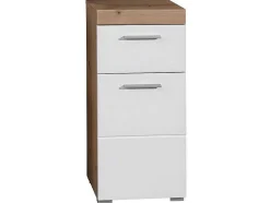Trendteam Wastafelmeubel-Amandamandobea Badkamerkast 1 Lade, 2 Deuren Eiken Decor, Wit Hoogglans.