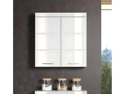 Trendteam Muurkast Badkamer-Amandamandobea Badkamerkast 2 Deuren Wit, Wit Hoogglans.