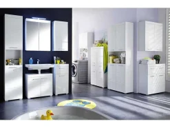 Trendteam Badkamerkast-Amandamandobea Kolomkast 1 Open Vak, 4 Deuren Wit, Wit Hoogglans.