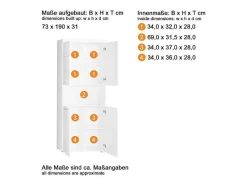 Trendteam Badkamerkast-Amandamandobea Kolomkast 1 Open Vak, 4 Deuren Wit, Wit Hoogglans.