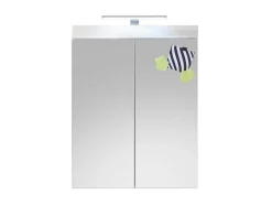 Trendteam Badkamerkast-Amandamandobea Spiegelkast Met Licht, 2 Deuren, Wit Hoogglans.