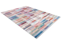 RugsX Klein Tapijt-Andre 2295 Tapijt Wasbaar Klaver Strips Antislip - Roze / Blauw 120X170 Cm