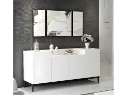 EPIKASA Buffetkast-Annalisa Multifunctioneel Kabinet, Wit, Zwart, 160X42X75 Cm,