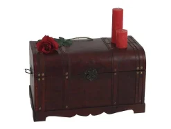 Vente-unique Kleine Opberger En Slaapkameraccessoire-Antibes Houten Kist, Antiek Look, Rond, Rond