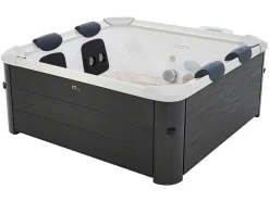Mspa Home Spa-Antracietgrijze Halfharde Spa Met 6 Plaatsen Met Ledverlichting En Accessoires - 128 Stralen - L160 X B160 X H65 Cm - Napuka Van