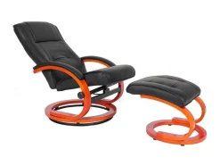 Vente-unique Fauteuil Kunstleer-Aprilia Relaxfauteuil Met Kruk, Zwart