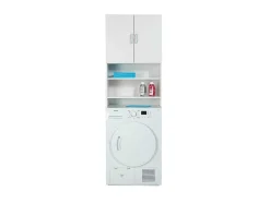 Vente-unique Badkamerkast-Arconati Badkamerkast Voor Wasmachine 2 Deuren, 2 Open Vakken Wit.