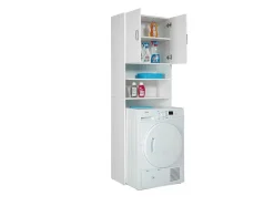 Vente-unique Badkamerkast-Arconati Badkamerkast Voor Wasmachine 2 Deuren, 2 Open Vakken Wit.