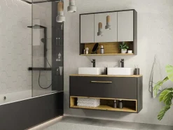 Vente-unique Muurkast Badkamer-Badkamer Muurkast - Antraciet - 100 Cm - Yangra