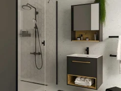 Vente-unique Muurkast Badkamer-Badkamer Muurkast - Antraciet - 60 Cm - Yangra