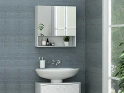 Vente-unique Muurkast Badkamer-Badkamer Muurkast Met Spiegel En Nis Zumpa - Wit