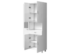 Vente-unique Badkamerkast-Badkamerkast Met Staande Spiegel - 180 Cm - Wit - Minela