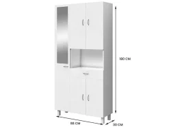 Vente-unique Badkamerkast-Badkamerkast Met Staande Spiegel - 180 Cm - Wit - Minela