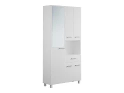 Vente-unique Badkamerkast-Badkamerkast Met Staande Spiegel - 180 Cm - Wit - Minela