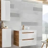 Vente-unique Badkamerkast-Badkamerkast Naturel En Wit - L35 X B22 X H75 Cm - Aruba