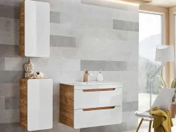 Vente-unique Badkamerkast-Badkamerkast Naturel En Wit - L35 X B22 X H75 Cm - Aruba