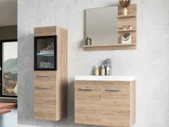 Vente-unique Badkamerkast-Badkamerkolom Met Led'S - Licht Naturel - L30 X B30 X H109 Cm - Laurine