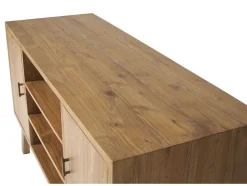 Vente-unique Dubbele Wastafel-Badkamermeubel In Teakhout Met Dubbele Wastafel En Spiegel - 135 Cm - Gianyar