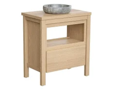 Vente-unique Badkamermeubel Met Enkele Wastafel-Badkamermeubel Met Wastafel Van Steen - Eiken Fineer - 80 Cm - Cosmoti