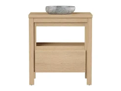 Vente-unique Badkamermeubel Met Enkele Wastafel-Badkamermeubel Met Wastafel Van Steen - Eiken Fineer - 80 Cm - Cosmoti