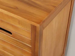 Vente-unique Dubbele Wastafel-Badkamermeubel Van Acaciahout Met Dubbele Wastafel En Spiegels - 130 Cm - Pulukan
