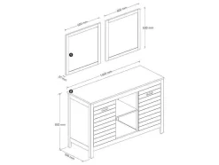 Vente-unique Dubbele Wastafel-Badkamermeubel Van Acaciahout Met Dubbele Wastafel En Spiegels - 130 Cm - Pulukan