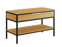 Vente-unique Dubbele Wastafel-Badkamermeubel Van Licht Teakhout En Metaal Met Dubbele Wastafel - 120 Cm - Tukad