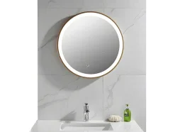 OZAIA Accessoires & Spiegels-Badkamerspiegel Rond Met Led-Verlichting Numea - L60 X H60 Cm - Goudkleurig