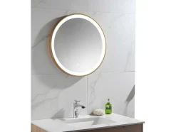 OZAIA Accessoires & Spiegels-Badkamerspiegel Rond Met Led-Verlichting Numea - L60 X H60 Cm - Goudkleurig