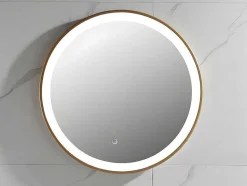 OZAIA Accessoires & Spiegels-Badkamerspiegel Rond Met Led-Verlichting Numea - L60 X H60 Cm - Goudkleurig