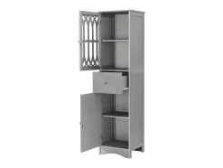 ModernLuxe Badkamerkast-Badkamerzuil - 1 Lade En 2 Deuren - Verstelbare Planken - Grijs