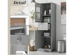 ModernLuxe Badkamerkast-Badkamerzuil - 1 Lade En 2 Deuren - Verstelbare Planken - Grijs