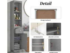 ModernLuxe Badkamerkast-Badkamerzuil - H 170 Cm - Met 1 Lade En Verstelbare Planken - Grijs