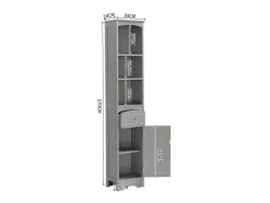 ModernLuxe Badkamerkast-Badkamerzuil - H 170 Cm - Met 1 Lade En Verstelbare Planken - Grijs