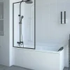 Shower & Design Badscherm-Badscherm In Industriele Stijl Zwart Mat - 80 X 140 Cm - Gehard Glas - Bradenton