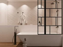 Shower & Design Badscherm-Badscherm In Industriele Stijl Met Beweegbaar Deel - 100 X 140 Cm - Obelini