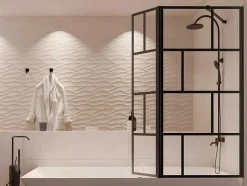 Shower & Design Badscherm-Badscherm In Industriele Stijl Met Beweegbaar Deel - 100 X 140 Cm - Obelini
