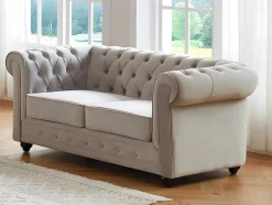 Vente-unique Bankstel 3+2-Bankstel Chesterfield - Fluweel - Lichtgrijs