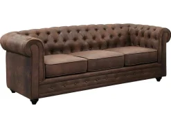 Vente-unique Set Zitbank + Fauteuil-Bankstel En Fauteuil Chesterfield Van Microvezel Met Vintage Look