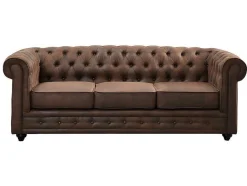 Vente-unique Set Zitbank + Fauteuil-Bankstel En Fauteuil Chesterfield Van Microvezel Met Vintage Look