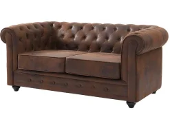 Vente-unique Set Zitbank + Fauteuil-Bankstel En Fauteuil Chesterfield Van Microvezel Met Vintage Look