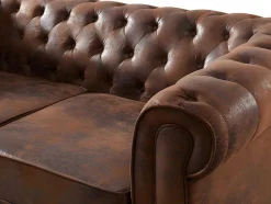 Vente-unique Set Zitbank + Fauteuil-Bankstel En Fauteuil Chesterfield Van Microvezel Met Vintage Look